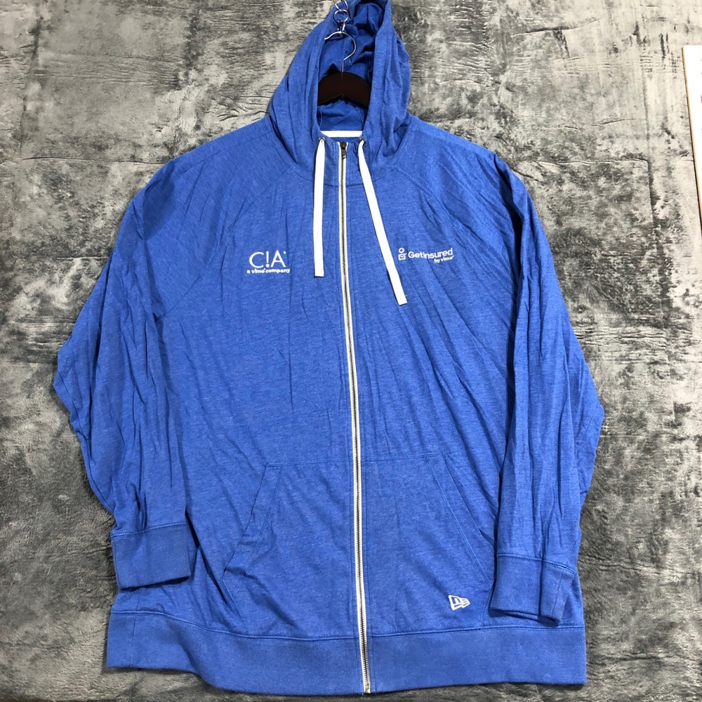 New Era Full Zip Hoodie Mens 3XL Blue NEA122 Logo Zip Up